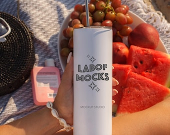 Skinny tumbler mockup 20oz Tumbler mockup PSD Sublimation tumbler mock up Beach Summer