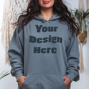 Comfort Colors 1567 Hoodie mockup 1567 Grey mockup Real model mockup Boho