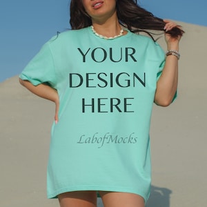 1717 Island Reef Comfort Colors mockup Beach t shirt mockup Oversized summer shirt mock up