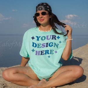 C1717 Island Reef mockup Comfort Colors tshirt mock up Beach oversized shirt Summer