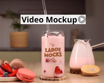 Glass can Video mockup 16oz Sipper glass mockup Video Libbey glass mock up