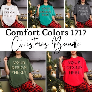 Comfort Colors 1717 tshirt Christmas mockup bundle C1717 shirt mock-up collection Realistic simple winter holiday tee mockups