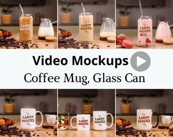 Sipper glass Video mockup Coffee mug Video mockups Glass can mockup bundle Glass tumbler mock up Video