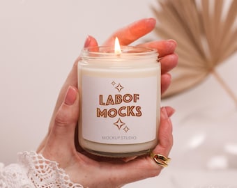 9oz Soy candle mockup White glass jar candle mock-up Real product Printify POD candle mock Trendy Aesthetic