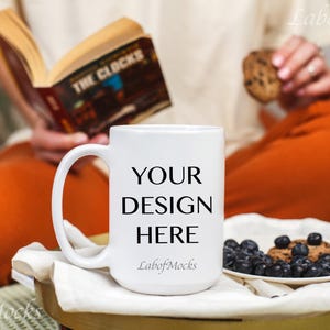 Coffee mug mockup 15oz White ceramic trendy mug Printify cup mock up Fall Cozy