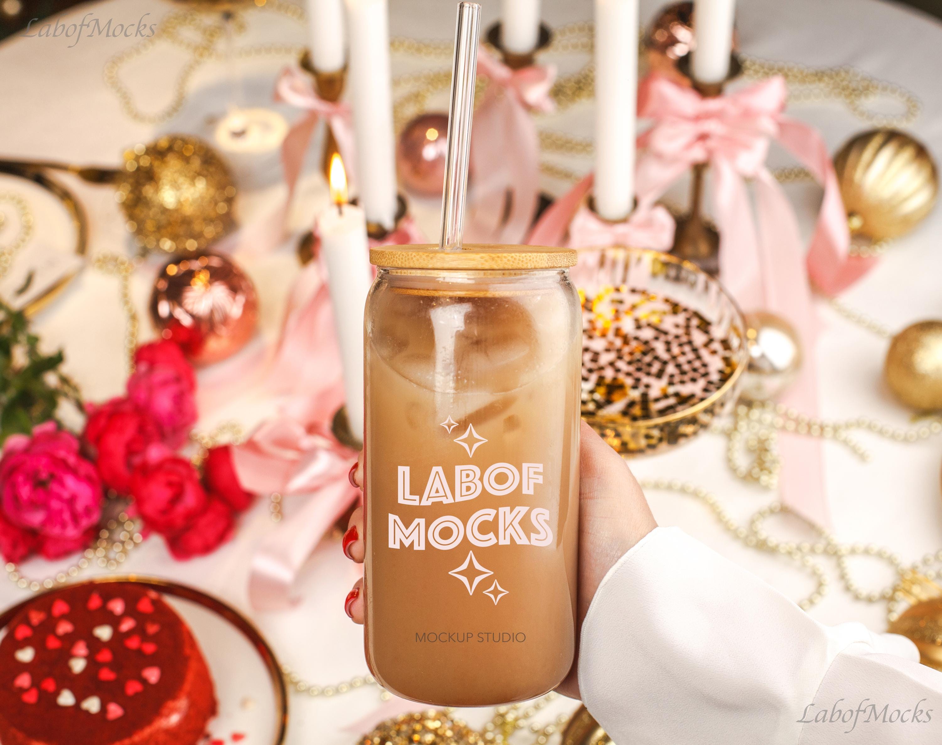 Sipper Glass Valentine mockup Glass can mock-up 16 oz Libby Glass tumbler mock Trendy Cute Drinkware
