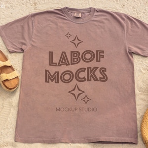 Espresso Comfort Colors 1717 mockup Beach tshirt flat lay mock up Brown shirt Real product flatlay Summer