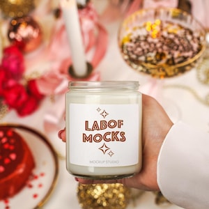 Valentines Day candle mockup White glass 9oz candle mock-up Real product Printify POD soy candle jar mock Aesthetic
