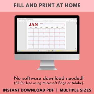 Maandkalenderplanner | Kleurrijke horizontale notities (digitale download) afbeelding 4