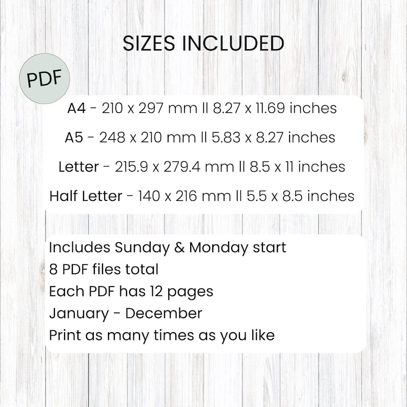 2026 Minimalist Printable Calendar – Landscape, Lined, Black & White (Instant Download) image 4