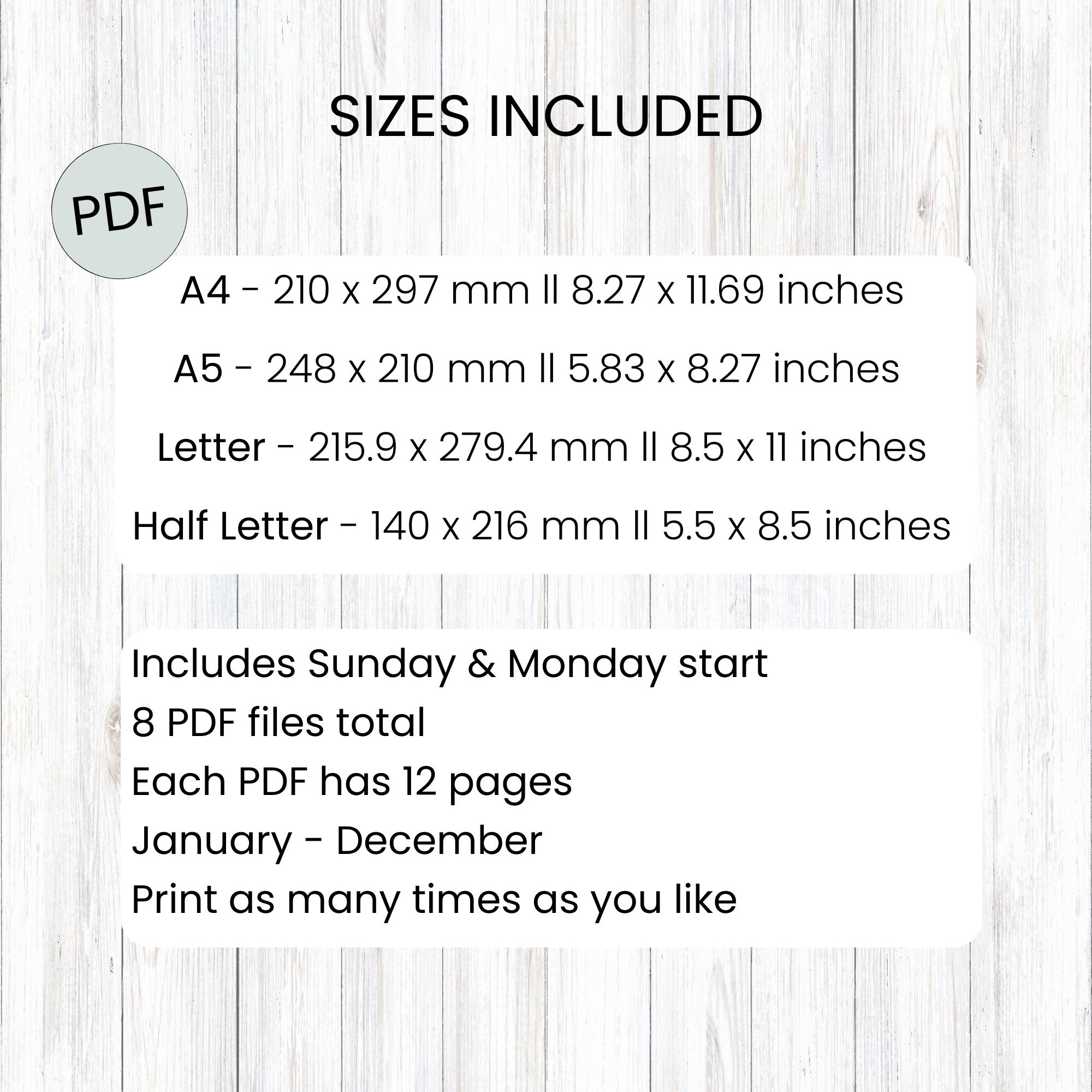 2026 Minimalist Printable Calendar – Landscape, Lined, Black & White ...
