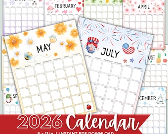 Colorful Calendar Printable | A4, US Letter (PDF Download)