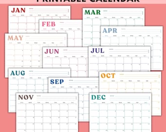 2026 Calendar | Printable Editable Calendar | 2026 Calendar | Monthly PDF Calendar | Kids Calendar | Digital Download