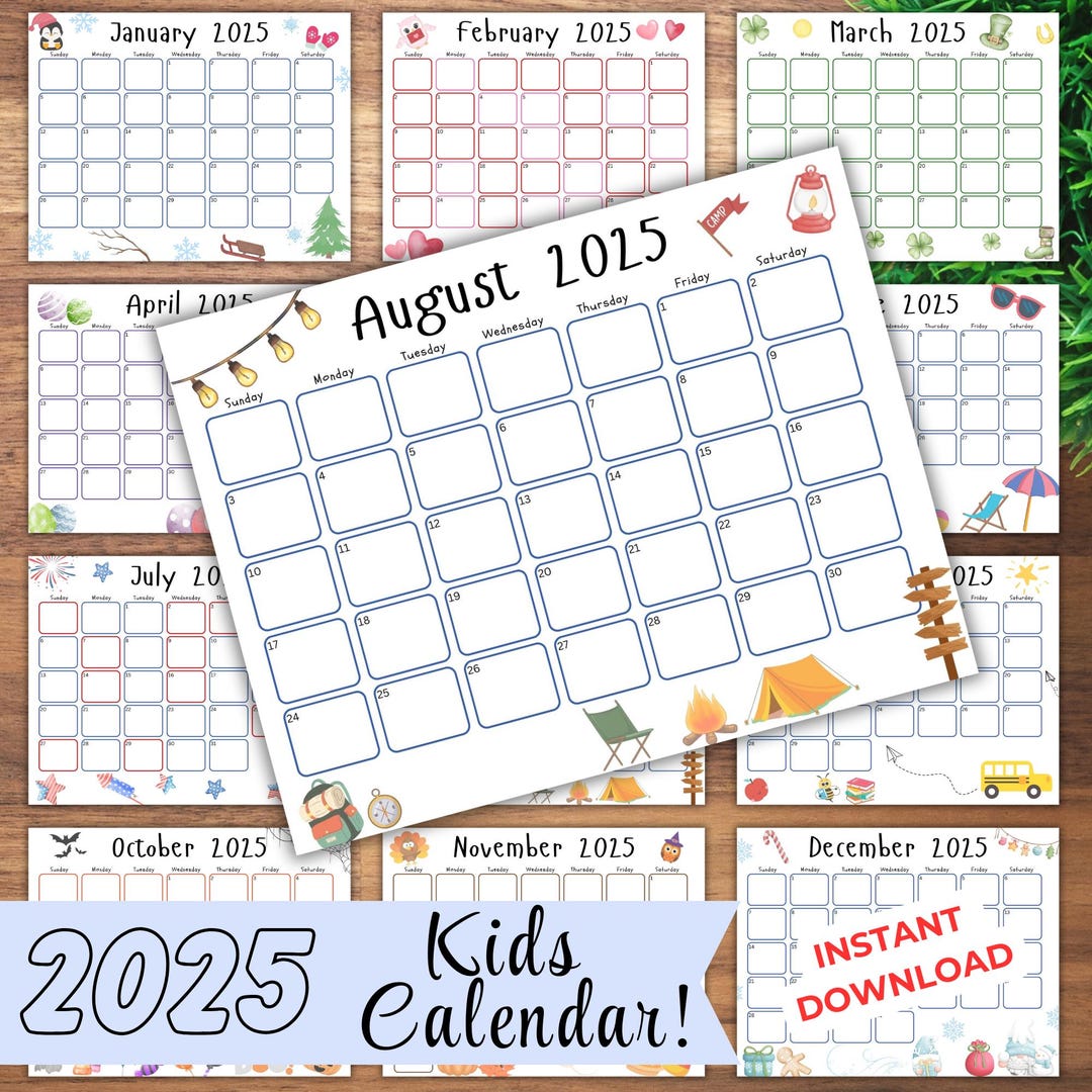 2025 Monthly Calendar Printable Horizonal landscape Design PDF ...