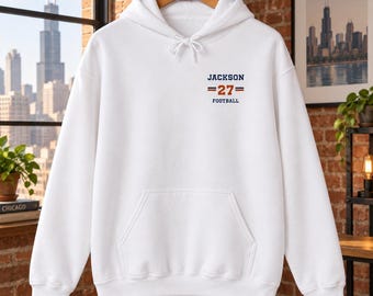 Personalized Football Hoodie, Custom Name & Number Pullover (Choose Colors)