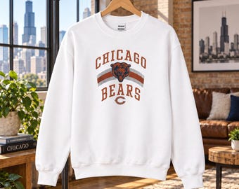 Chicago Bears Retro Crewneck Sweatshirt, Gildan 18000 Football Graphic