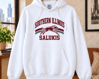 Southern Illinois Salukis Hoodie, SIU Retro College Sweatshirt, Maroon Gray Pullover