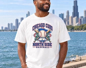 Chicago Cubs Pennant T-Shirt, Northside Baseball and Skyline Graphic, Retro Comfort Colors 1717