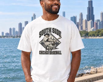Southside White Sox Vintage Batter T-Shirt, Chicago Baseball and Skyline Graphic, Comfort Colors 1717