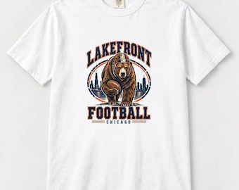 Chicago Football Shirt, Retro Lakefront Bear Graphic Tee, Comfort Colors 1717, White or Ivory