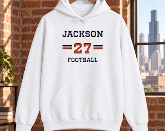 Personalized Football Hoodie, Custom Player Name and Number, Retro Team Pullover, Choose Your Colors