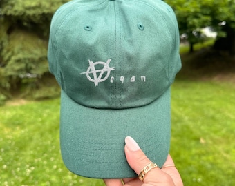 Vegan Anarchy Hat - Multiple Colors Dad Hat, Animal Rights Activist, Vegan Streetwear, Vegan Punk Baseball Cap, Plant-Based Resistance