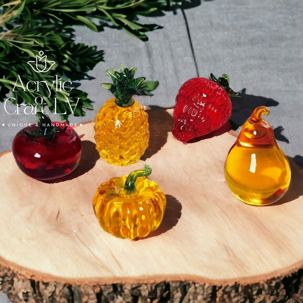 Cute Summer Glass Fruits - Glass Fruit, Hand Blown Glass, Glass Fruit Sculpture, Fruit Glass, Car Decoration, Home Decor, Glass Gift for Her
