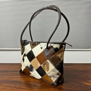 Hair on Cowhide Tote Bag, Natural Cowhide Tote Bag, Cow Leather Bag, Handmade Cowhide Shoulder Bag Gift for Mom, Western Bag Birthday Gift
