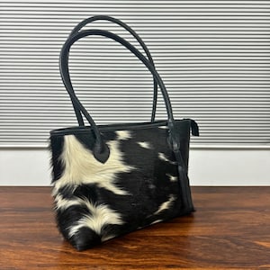 Cowhide Tote Bag Handmade, Natural Hair on Cowhide Totes Bag, Cowhide Bag, Cowhide Shoulder Bag, Leather Tote Bag, Top Handle Tote Bag Gift
