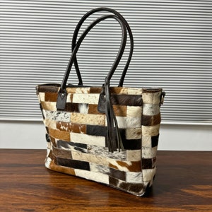 Cowhide Tote Bag, Hair on Cowhide Tote Bag, Top Handle Leather Bag, Handmade Cowhide Shoulder Bag, Gift for Mom, Birthday gift western gift