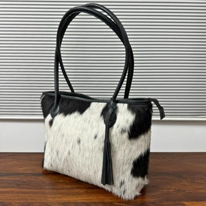 Rindsleder Tragetasche, echtes Rindshaar auf Tasche Natürliches Haar auf Rindsleder Tragetasche, Rindsleder Schultertasche, Leder Tragetasche Geschenk
