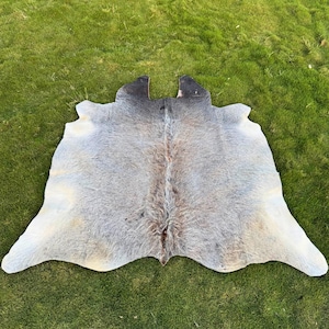 Cowhide Rug Grey White Hair on Cowhide Rug Large Cowhide Rug Real Animal Skin Hide Cowhide Floor Carpet Cowhide Area Luxury Rug Decor Gift