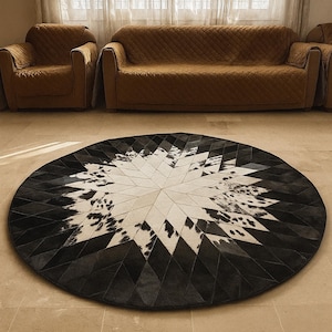 Large Cowhide Patchwork Rug Hair on Cowhide Rug Cowhide Exotic Leather Rug Unique Cowhide Patchwork Floor Rug Home Decor Gift Housewarming