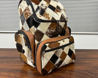 Cowhide Diaper Backpack Bag Cowhide Hair on Backpack Bag Real Cowhide Shoulder Bag Handmade Western Bag Toddler Bag Travel Bag Gift for Mom
