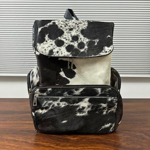 Echte Rindsleder Rucksack Tasche - Haar-auf Leder Rindsleder Windeltasche mit Schultergurt, Western Style, Rindsleder Schultertasche, Rindsleder Taschen Geschenk