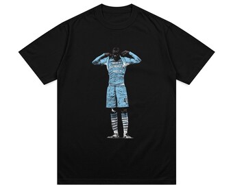 Mario Balotelli grafisch T-shirt, iconisch retro voetbalshirt, waarom altijd ik? Man City T-shirt, voetbal cadeau-idee