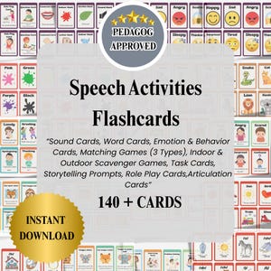 Speech Practice & Language Development Cards – 140+ Printable Cards for Kids, Articulation, Emotions, Matching Games, Social Skills