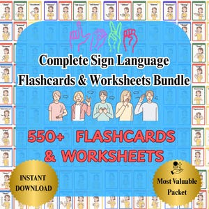 ASL Learning Bundle: Flashcards & Worksheets for Beginners