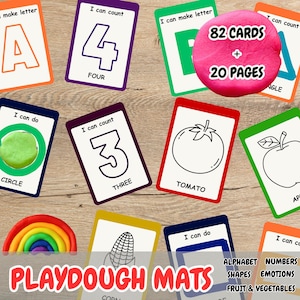 Play Dough Mats Printable: Alphabet, Numbers, Shapes - Montessori Learning (PDF Download)