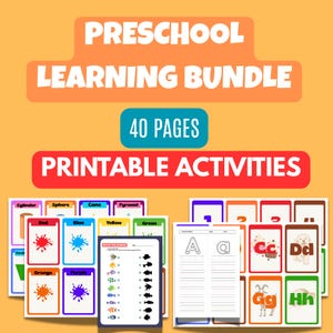 Pacchetto di apprendimento per la scuola materna: alfabeto, numeri, colori, forme (download PDF di 40 pagine)