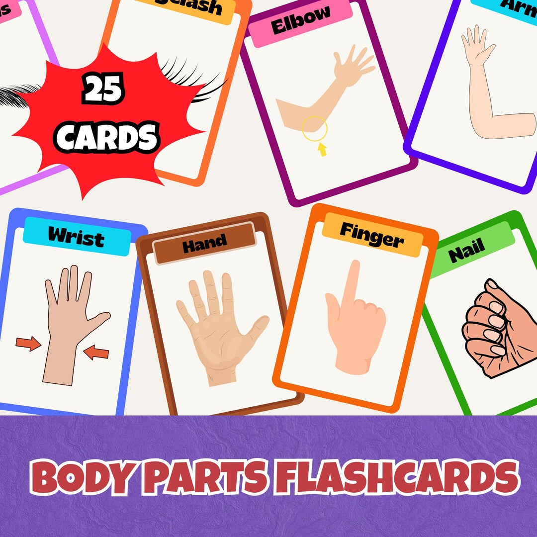 Body Parts Flashcards: ESL Toddler Learning, Printable Montessori Cards ...