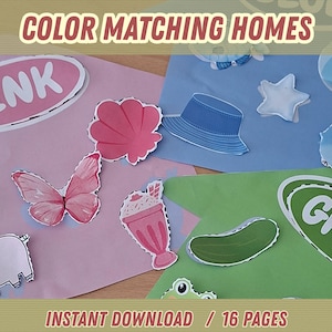 Color Matching Activity for Kids , Printable Color Sorting Game, Toddler Learning Activity, Preschool Educational PDF, Cut and Paste