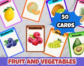 Fruit & Vegetable Flashcards: English Vocabulary ESL Activity (Printable PDF A4 Size