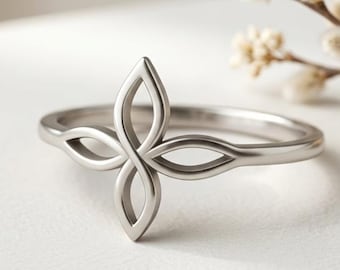 Minimalist Sterling Silver Leaf Ring Handmade Botanical Nature Inspired Jewelry Gift For Women Daily