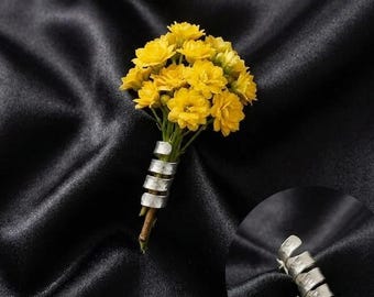 Sterling Silver Flower Holder Lapel Pin Handmade Boutonniere Holder Wedding Groom Suit Accessory Gift