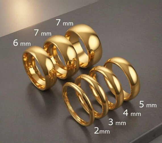 18K Gold Finish Plain Band | Minimalist Unisex Ring (2mm-8mm Wide)