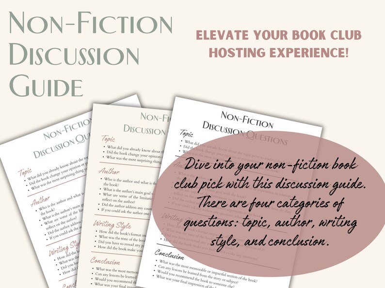 Book Club Discussion Bundle | Fiction Discussion Guide | Non-fiction ...