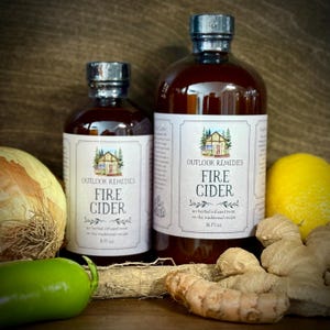 Organic Fire Cider Tonic: Herb Infused with Raw Honey, 8oz/16oz