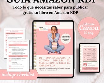 Amazon KDP Guide in Spanish | Editable Canva Template | MRR PLR Resell Rights | Publish Books on Amazon