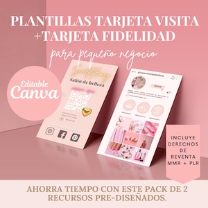 Plantilla tarjeta de visita y tarjeta de fidelidad editable en Canva con derechos de reventa MRR-PLR, Instagram feed, social mediaesthetic